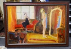 John Scarland (b.1947), oil on board, 'The Mirror', signed, 80 x 120cm